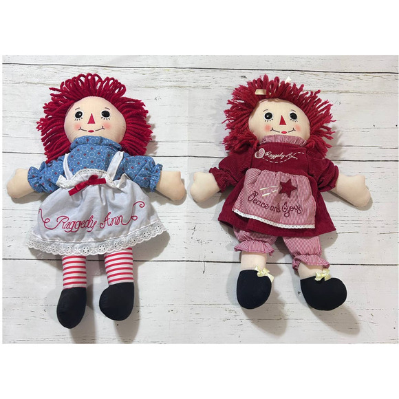 Raggedy Ann Hasbro/Gruelle Peace And Joy Dolls Limited Edition 11/3000 Set Of 2 - Picture 1 of 11